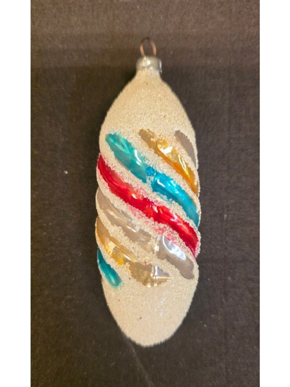 Vintage MCM Mercury Glass Barber Pole Mica Twist Christmas Ornament West Germany